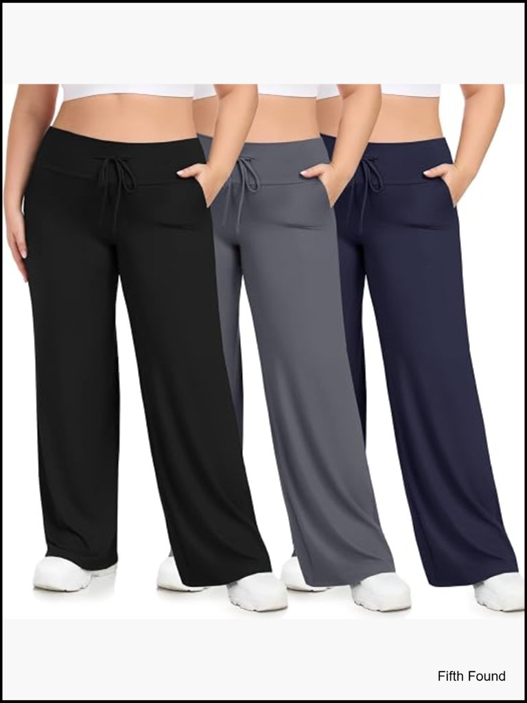 3 Pack Wide Leg Lounge Pants With Pockets For Women Plus Size